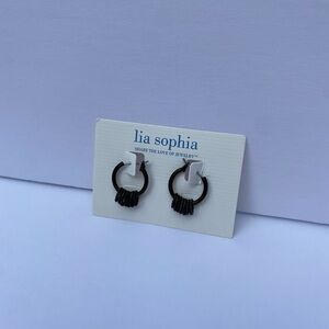 Lia Sophia Dark Brown Hoop Earrings, New in the Box